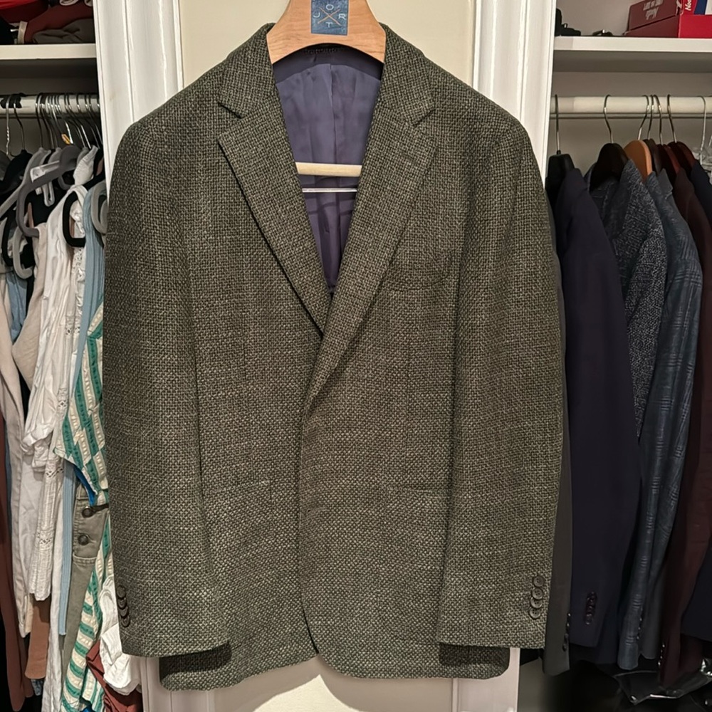 Suitsupply Havana Blazer - Green Cotton Silk